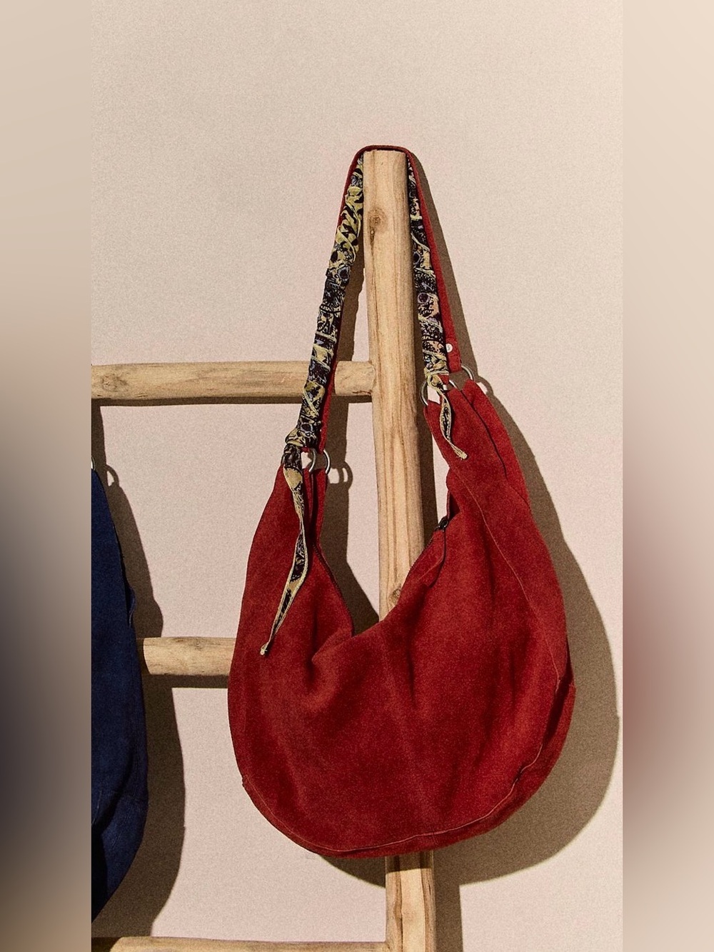 NWT new free people Roma suede tote bag slouchy garnet red hobo purse - Picture 11 of 17